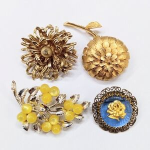 Vintage Jewelry Lot 4 Brooches